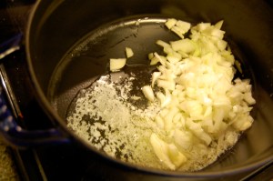 onions in butter in dutch oven